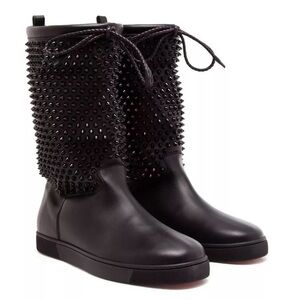 CHRISTIAN LOUBOUTIN Sur La Pony Spiked Leather Boots